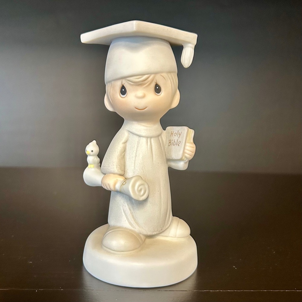 Precious Moments 1980 Graduation Boy Bible Figurine Lord Bless You